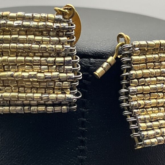 Gloria Astolfo Goldtone Glass Seed Bead Multi Layer Wire Choker Necklace - Picture 5 of 8